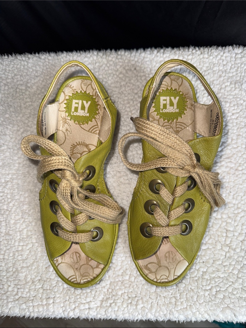 Fly London Kids Lime Green Lace-Up Sandals